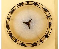 ONLI Mira - Plafoniera in Vetro color Avorio sfumato Ambra e struttura in metallo Marrone spennelato Oro. Diametro 60cm, vetro;metallo, marrone/avorio/ambra