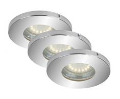 Briloner Leuchten Set di 3Â faretti a LED a incasso, faretto da incasso bagno adatto, chrom 4 wattsW