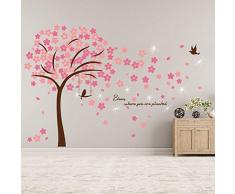 Walplus Adesivi Da Parete Cristalli Swarovski & Rosa Fiori fiori Murali Decalcomania arte Decorazione Casa Soggiorno stanza bebè Ristorante Albergo caffè Ufficio decorazione, variopinto colorato