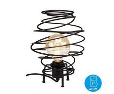 Briloner Leuchten Tavolo, 1 Paralume, Lampada da Comodino retrÃ²/Vintage, Acciaio Nero, 1x E27, Max. 60 Watt, incl. Cavo con Interruttore, 210x293 mm