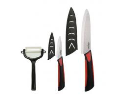 Dailycious DC-0047 - Confezione di 3 coltelli in Ceramica, 1 Coltello da Chef 15 cm + 1 Coltello sbucciatore 7,5 cm + 1 Pela Verdura