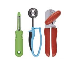 OXO 11146700UK Set di Accessori da Cucina da 3 Pezzi: pelapatate, apriscatole e Paletta per Gelato, Acciaio Inossidabile