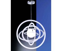 Honsel Leuchten 62591 lampadario cromo/plastica bianca e vetro bianco
