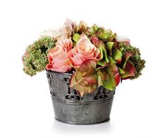 EUROCINSA Eurocinesa RIF.65001C21 Rimorchio di Rose e ortensie Rosa con Verde, Scatola da 2 Pezzi, plastica, Metallo, 21 x 17 cm