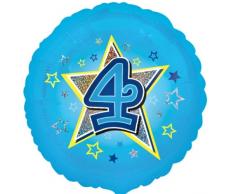 amscan 1Â ST?CK Blue Stars 4?, di pellicole Palloncino Rotondo, Circa 45Â cm di Diametro, Senza Lollipop?- gasf?llung