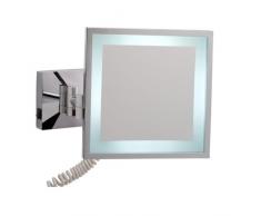 nie wieder bohren MR434 - Specchio cosmetico con luce led (foro di fissaggio, 29,5 x 31,7 x 17 cm), finitura cromo