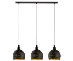 EGLO ROCCAFORTE - Lampadario a sospensione in acciaio, 40 W, colore: nero/oro