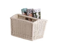 e-wicker24 Giornale Cesto con Maniglia, Portariviste in Beige, Portariviste in Vimini, Cestino per giornali, Giornale Cesto in Vimini
