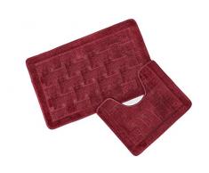 Emma Barclay Orkney - Set Tappetino da Bagno e piedistallo Antiscivolo, in Polipropilene, 50 x 80/50 x 40 cm, Colore: Vino