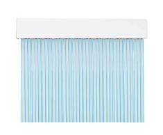 MercuryTextil P69 - Tenda Porta in PVC, 210 x 90 cm, Trasparente + Filo Blu, 210 x 90 cm