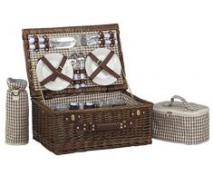 dvier - Cestino da Picnic in Vimini Marrone, per 4 Persone, 48 x 32 cm, Altezza 22 cm