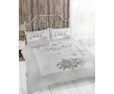 Homespace Direct Francese Parigi Grigio Floreale Eiffel Classico Singolo Copripiumino Biancheria da Letto