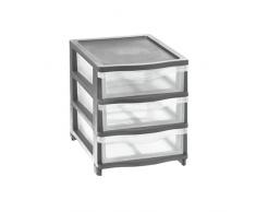 Tontarelli Cassettiera con 3 Cassette, Grigio, Taglia Unica