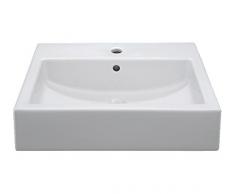 Cavadore CERAVID VIENTA - Lavabo Rettangolare in Ceramica, con Foro per Rubinetto e Foro per troppopieno, attacchi DIN / 60 x 46 x 14 cm (L x P x A)