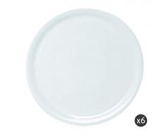 Excelsa White Home Set 6 Piatti Pizza, Porcellana, Bianco