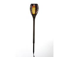 Flower Power Torcia Fire Solare LED Outdoor, Plastica, Nero, 12Â x 2,5Â x 75Â cm