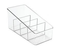 InterDesign Linus Organizer Cucina, Contenitore Cucina In Plastica Con Quattro Scomparti Per Confezioni E Spezie, Trasparente