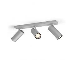 Philips Hue White Ambiance Faretti LED Buratto, 3 Punti Luce, 5.5W Equivalenti a 25W, con Telecomando Dimmer Switch, Grigio