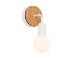 Homemania Lampada a Parete Valetta Colore, Noce in Legno, Metallo-per Salotto, Soggiorno, Cucina, Camera, Ufficio, Bianco, Taglia Unica