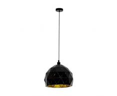 EGLO ROCCAFORTE - Lampadario a sospensione in acciaio, 60 W, colore: nero/oro