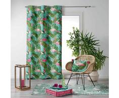 COTON dintérieur Tenda con Occhielli, 140 x 240 cm, in Cotone, Stampa zootica, Turchese