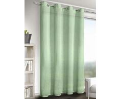 Homemaison Tenda Tinta Unita in etamina Imitazione Lino, Poliestere, Menta, 245Â x 140Â cm