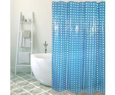 Tenda della Doccia in PVC MSV 141.050 Scuro Anello di plastica Blu Include 12 al Bar 180 x 200 x 0,1 cm