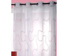 Homemaison - Tenda darredo in Voile di Poliestere con Fantasia, Tipo Tessitura, Ricamata a Zig Zag Framboise Rosso