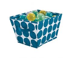 iDesign Scatola Media, Contenitore Mix Cotone e Poliestere con 2 Manici Laterali, Portaoggetti Tessuto a Pois per armadi, camerette e Altro, Blu, 33,0 cm x 25,4 cm x 20,3 cm