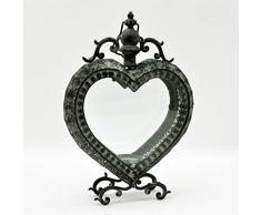 M S Lanterna da giardino in metallo a forma di cuore, 53 cm, Grigio