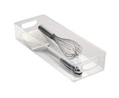 iDesign Organizer cucina, Porta oggetti cucina di forma lunga, Pratica scatola plastica aperta con manici per il trasporto, trasparente