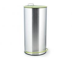 H&H 8764025 Pattumiera Inox con Pedale, Coperchio e con Secchio Estraibile, 25 lt, Verde, Metallo, Acciaio, 30x31x63 cm