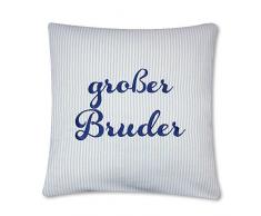 Die GrÃ¤fin - Cuscino per Bambini, in Cotone Biologico, a Righe, 30 x 30 cm, Colore: Azzurro