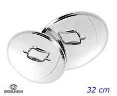 Pentole Agnelli ALUM12932 Coperchio con Ponticello, Linea 1907 Acciaio Lucido, 32 cm