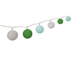 Goobay - Catena di 10 palline di cotone a LED, funzionamento a batteria, luce bianca calda, colore: Verde