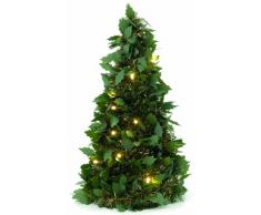 Festive Productions - Albero di Natale Sintetico con Foglie di Agrifoglio e 25 luci LED Bianche, Alimentazione a Batteria, 30 cm