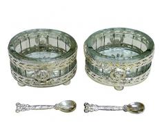 Better & Best Set Cucchiaio Decorato con Corona di Alloro, Metallo Vetro, Argento, 6,8Â x 4,5Â x 4,5Â cm, 2Â Pezzi