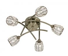 Oaks Lighting 5157/5 AB - Lampadario Naira, finiture in ottone anticato, paralumi con perline di vetro