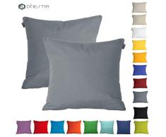 DHestia - Confezione da 2 federe per Cuscini, Decorazione Divano e Letto 45 x 45 cm Grigio