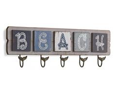 GEESE Appendiabiti 5Â Ganci, Legno, Multicolore, 6Â x 71Â x 22Â cm