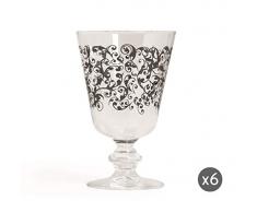 Excelsa Domus Set 6 Calici Vino, Vetro, Trasparente/Antracite