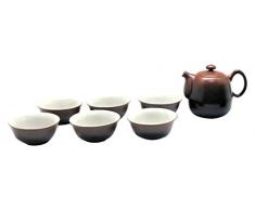 Lins Ceramics Studio by Tea Soul Set teiera e Sei Tazze Nero e Rosso