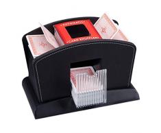 Relaxdays Mescolatore Automatico Gioco, Macchina Mischia Carte Miscelatore Nero Elettrico, Pelle, Standard, 4 Mazzi