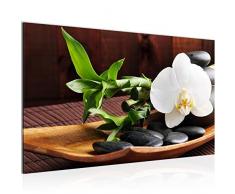 Runa Art 502314a - Quadro da parete in tessuto non tessuto, motivo: orchidea Feng Shui, dimensioni XXL, ideale per soggiorno, appartamento, colore marrone, 1 pezzo
