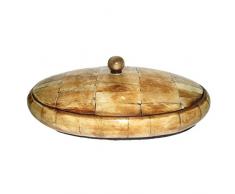 Better & Best 0370488 - Scatola in Osso, Ovale, con Sfera sul Coperchio, Colore Beige