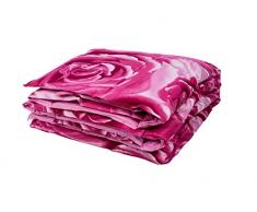 Soffim Nuvola Trapunta Piuma Motivo Floreale, 100% Twill di Cotone, Rosa, 155x200x5 cm