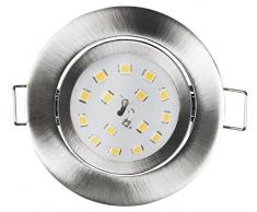 McShine - Faretto da incasso a LED Slim, 82 x 28 mm, 5 W, 400 lm, 4000 K, in acciaio INOX spazzolato, colore: Argento