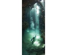 Scenolia Poster Adesivo per Porta Immersione Sous Marine 85Â x 205Â cm | Decorazione Parete qualitÃ HD