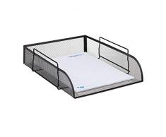Relaxdays Vaschetta Documenti e Porta-Corrispondenza Scrivania Ufficio, Metallo, Nero, 33.5 x 26 x 8.5 cm