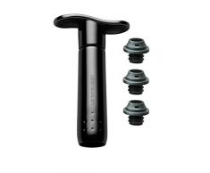 LE CREUSET WA 137 Set con Pompetta Tappi Assortiti, Conservazione del Vino, Plastica, Nero